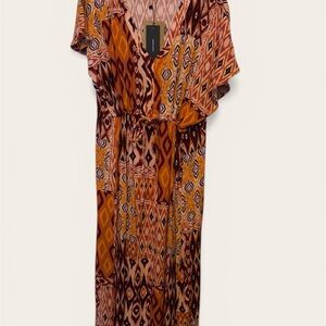 Vero Moda Orange & Brown Maxi Dress Size Medium